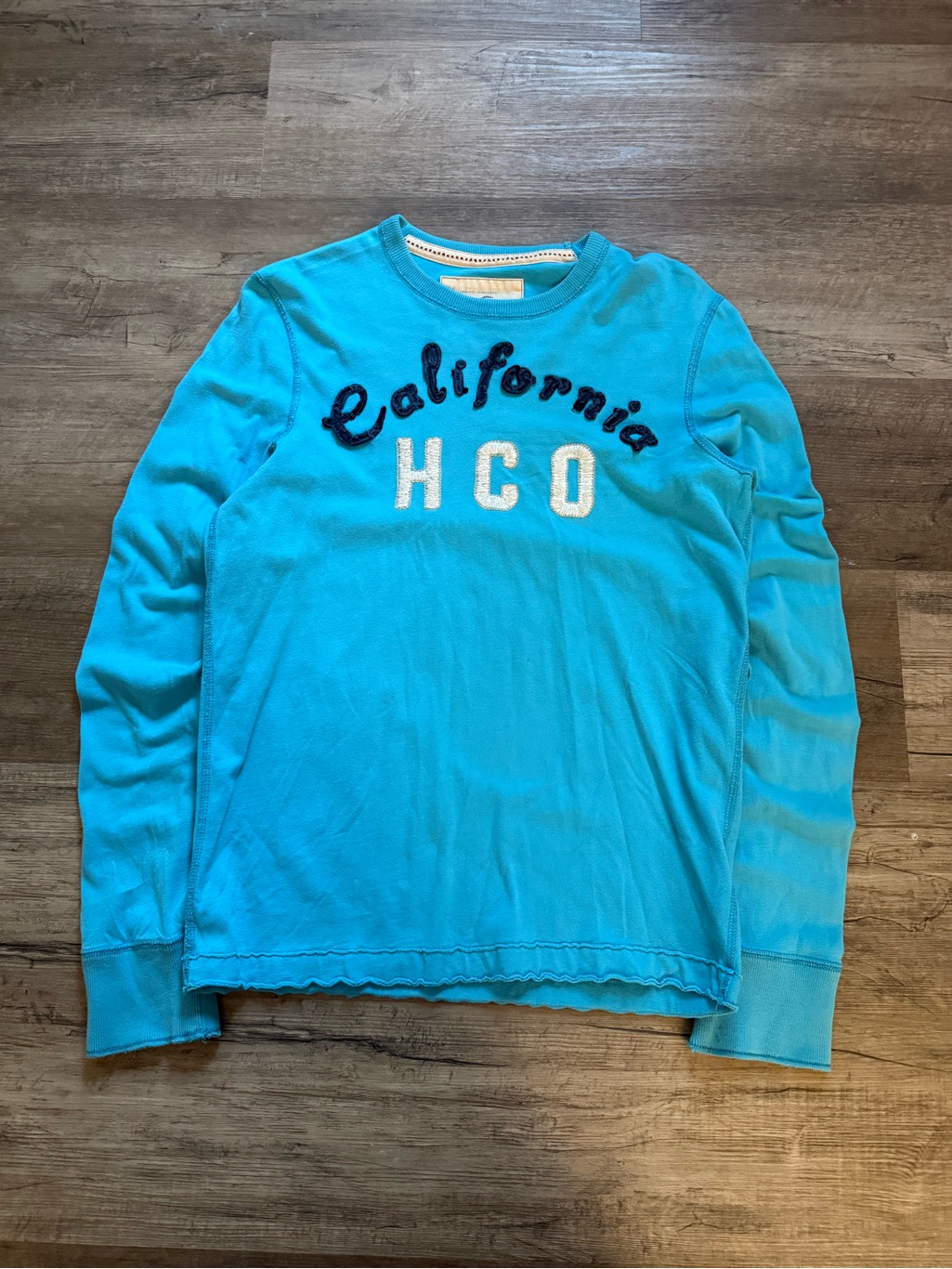 Hollister Teal Blue "California Hco" Long Sleeve Tee
